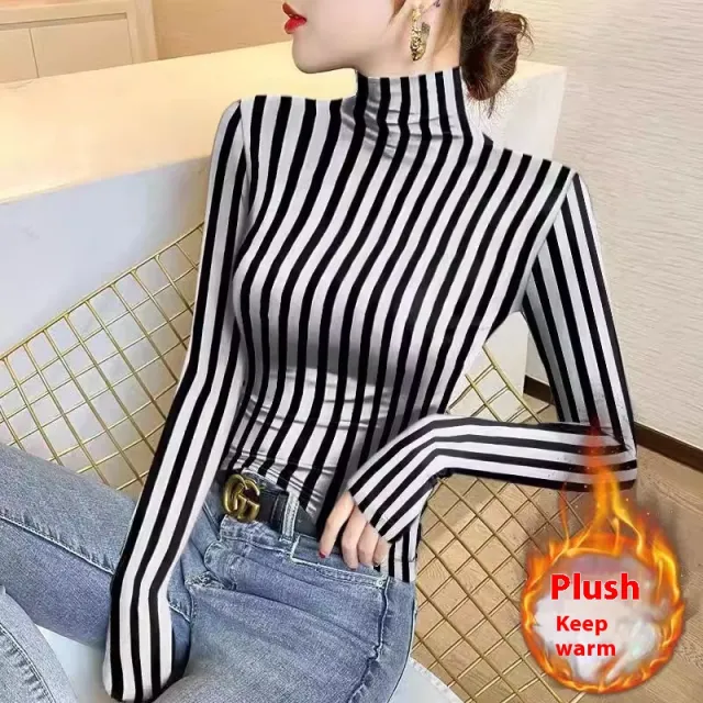 Women's FallWinter Slim Inner Wear Fleece Lined Warm Top Black - Shop at LoveMi