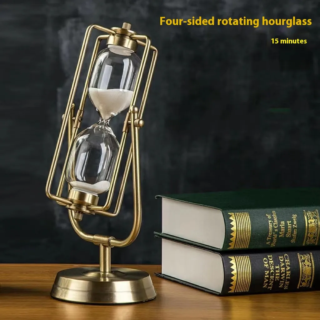Creative Wooden Hourglass Timer 15 Minutes Desk Study Room Decoration - Square Rotation Small Size - View 1