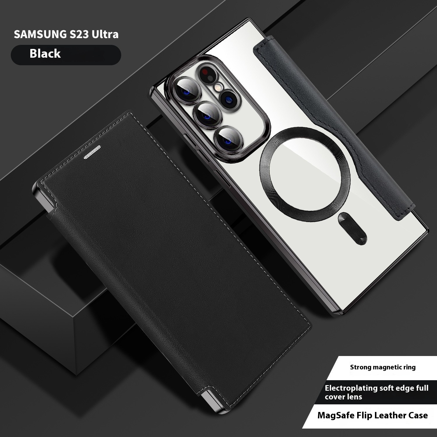 Electroplated Wireless Magnetic Business Flip Leather Case