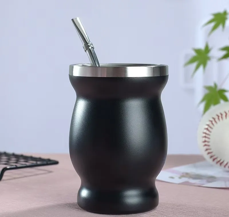 Stainless Steel Pear-shaped Tea Cup Insulation Double Layer - Black