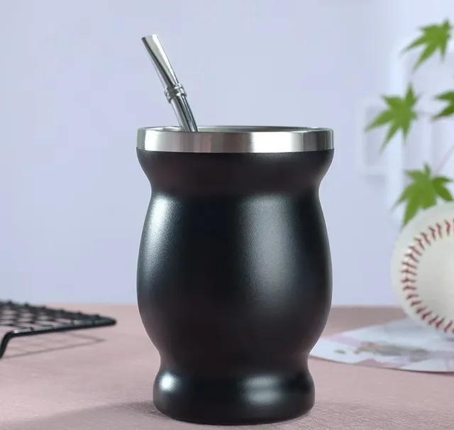 Stainless Steel Pear shaped Tea Cup Insulation Double Layer Black - Shop at LoveMi