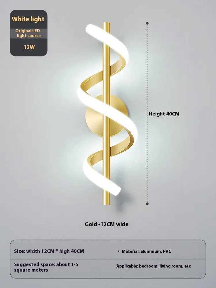Bedroom Bedside Wall Lamp Creative Minimalist Spiral Corridor Aisle Hallway Lamp