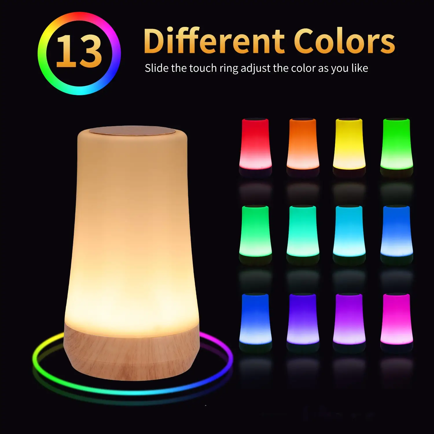 Creative Wood Grain Touch Remote Control Seven-color Ambience Light