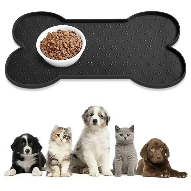 Silicone Pet Anti spill Easy Cleaning Feeding Mat Black - Shop at LoveMi