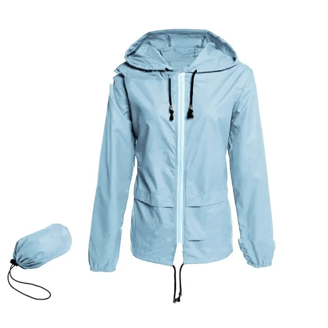 Hooded Solid Color Long Sleeve Coat And Trench Coat Blue - Shop at LoveMi