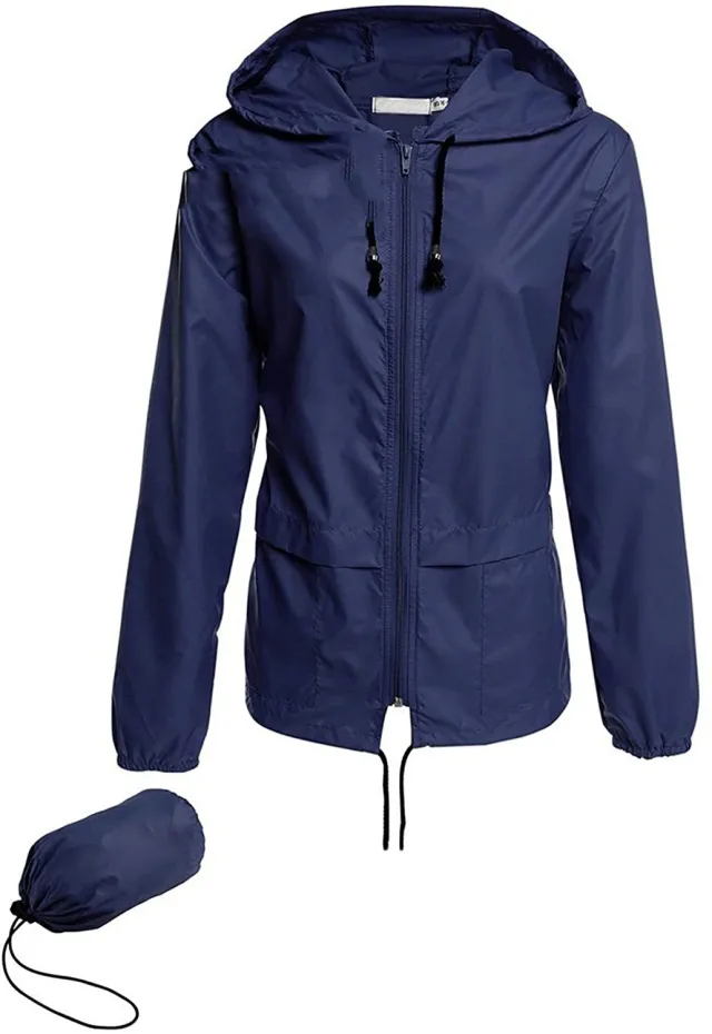 Hooded Solid Color Long Sleeve Coat And Trench Coat Navy Blue - Shop at LoveMi
