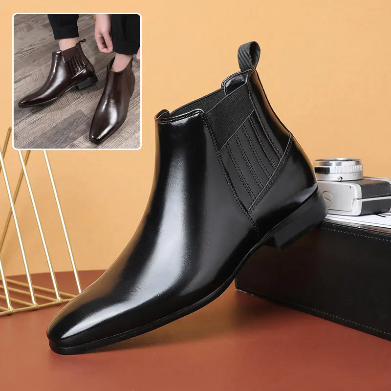 Pointed Toe Chelsea-style Boots for Men Fashion British Style