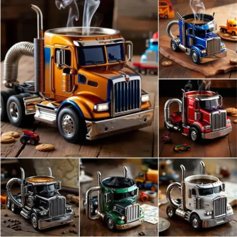 Durable Truck Coffee Mug Semi Handcrafted Cup Semi-trailer Shaped