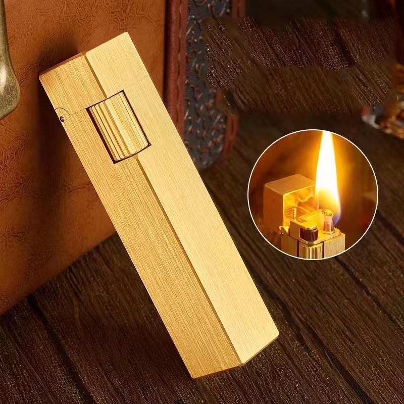 Handmade Brass Side Slip Kerosene Lighter Brushed - Shop at LoveMi