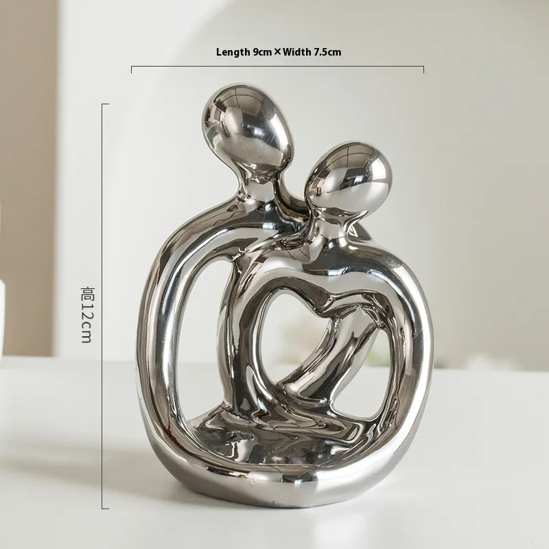 Ceramic Couple Candlestick Modern Nordic Suit Retro Aromatherapy Candle Cup Ornaments - Silver Couple Candlestick