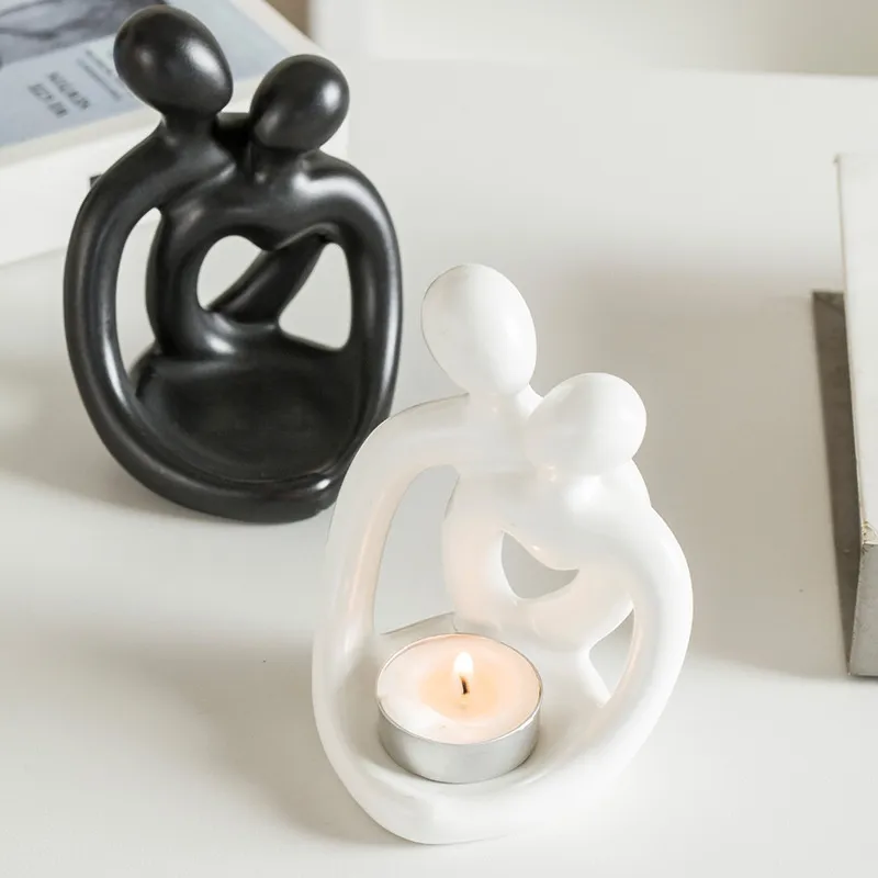 Ceramic Couple Candlestick Modern Nordic Suit Retro Aromatherapy Candle Cup Ornaments – image 4