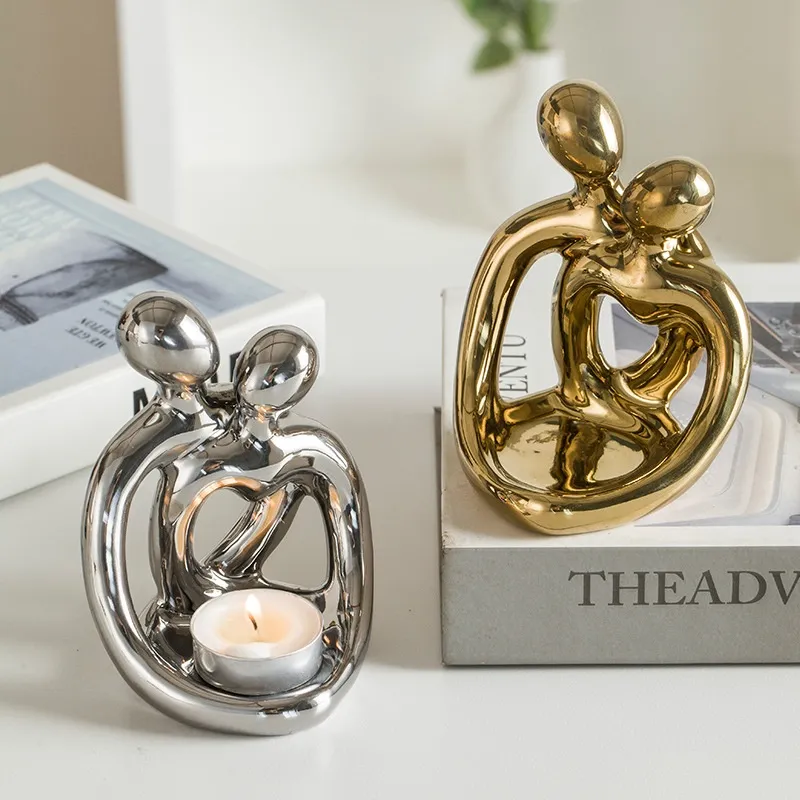 Ceramic Couple Candlestick Modern Nordic Suit Retro Aromatherapy Candle Cup Ornaments – image 3