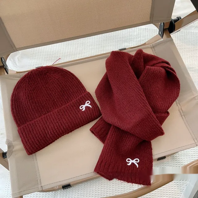 Children's Knitted Scarf Pure Color All matching Suit Wine Red Cover - Shop at LoveMi