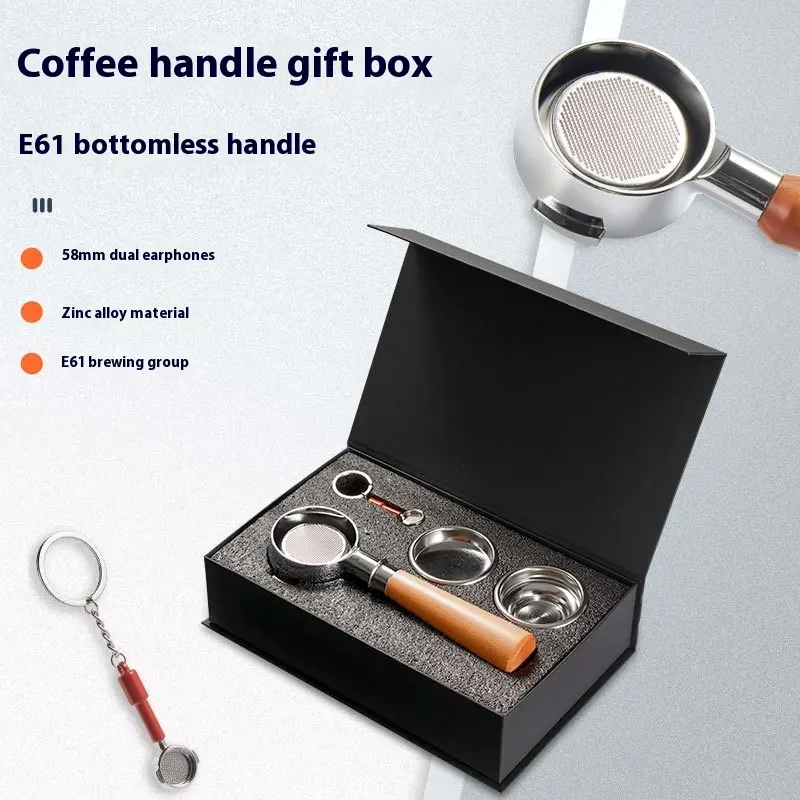 Suit Coffee Machine Handle E61 Brewing Head Universal 58mm Solid Wood Coffee Bottomless