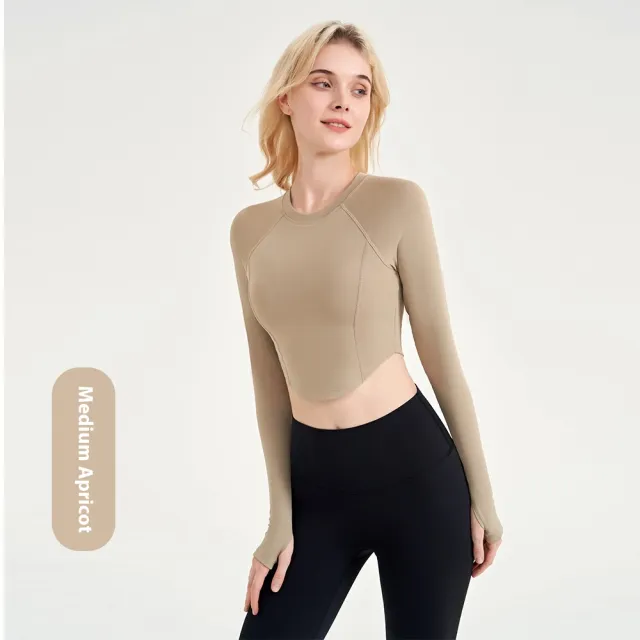 Nude Feel Slimming Sports Top With One piece Short Sleeve Nude - Shop at LoveMi