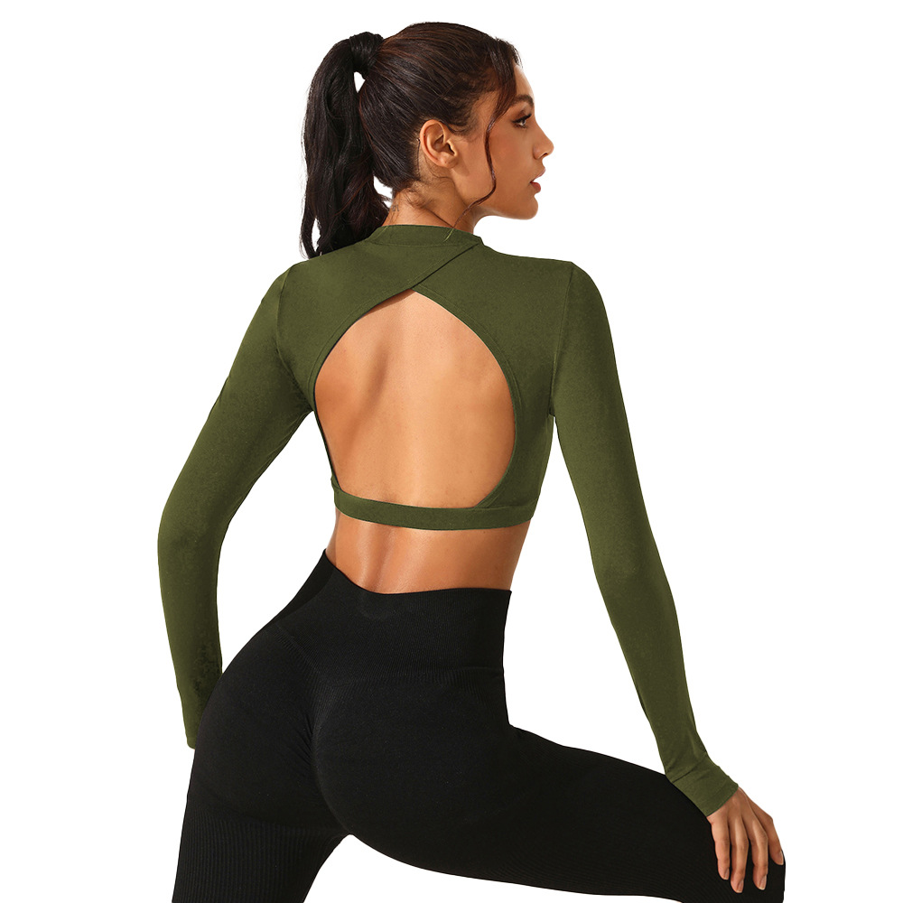 New Yoga Wear Long Sleeve Women's Tight Backless Sports Top