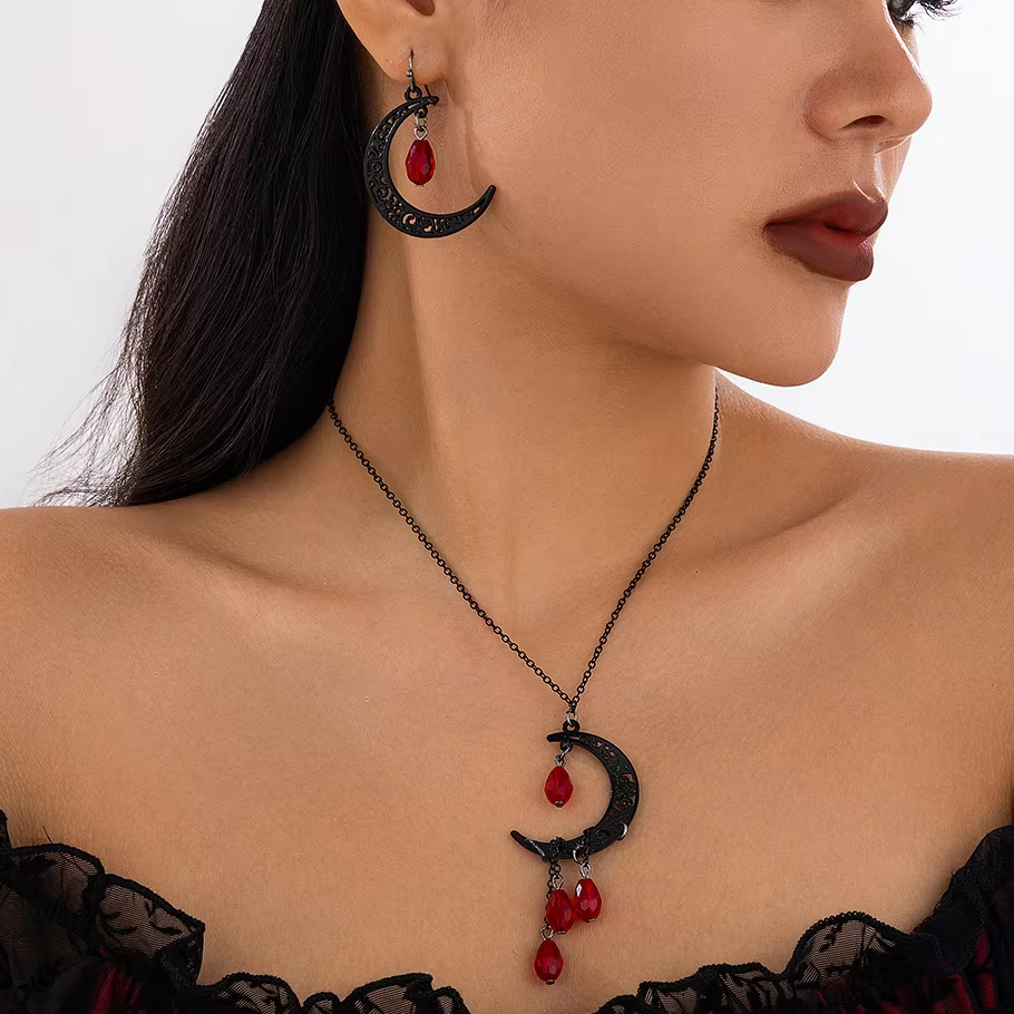 Sweet Cool Tassel Water Drop Ruby Necklace
