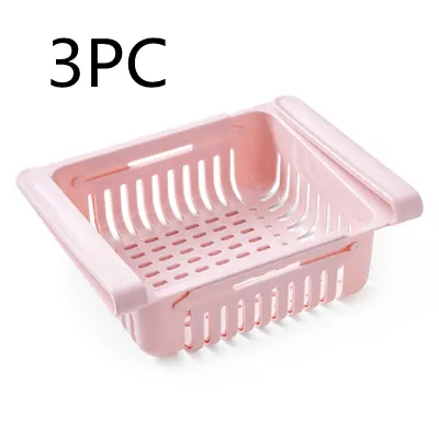 Refrigerator Storage Basket Stretchable Multifunction Kitchen Refrigerator Storage Box Pink 3Pcs - Shop at LoveMi