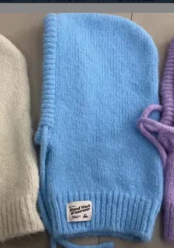 Autumn And Winter New Good-looking Scarf Integrated Knitting Warm Ear Protection - Blue