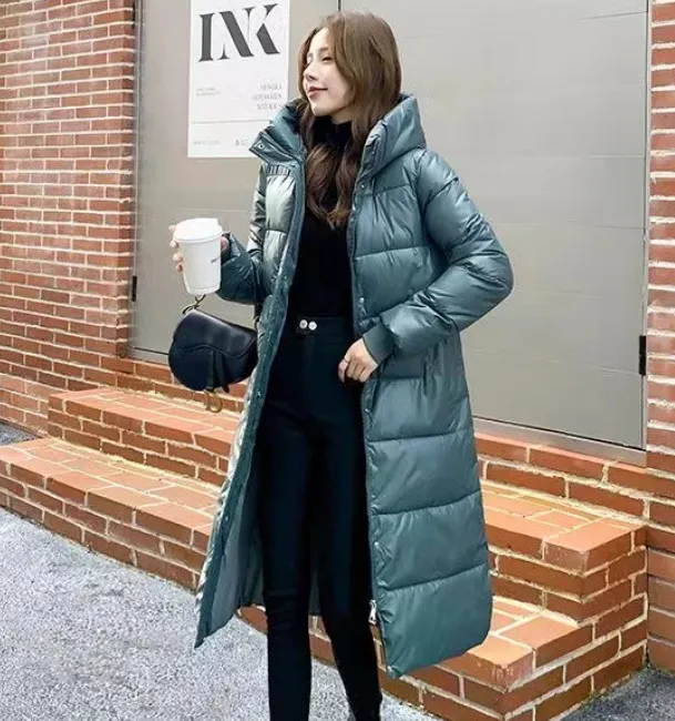 Women's Medium Length Slim Down Jacket Green - Shop at LoveMi