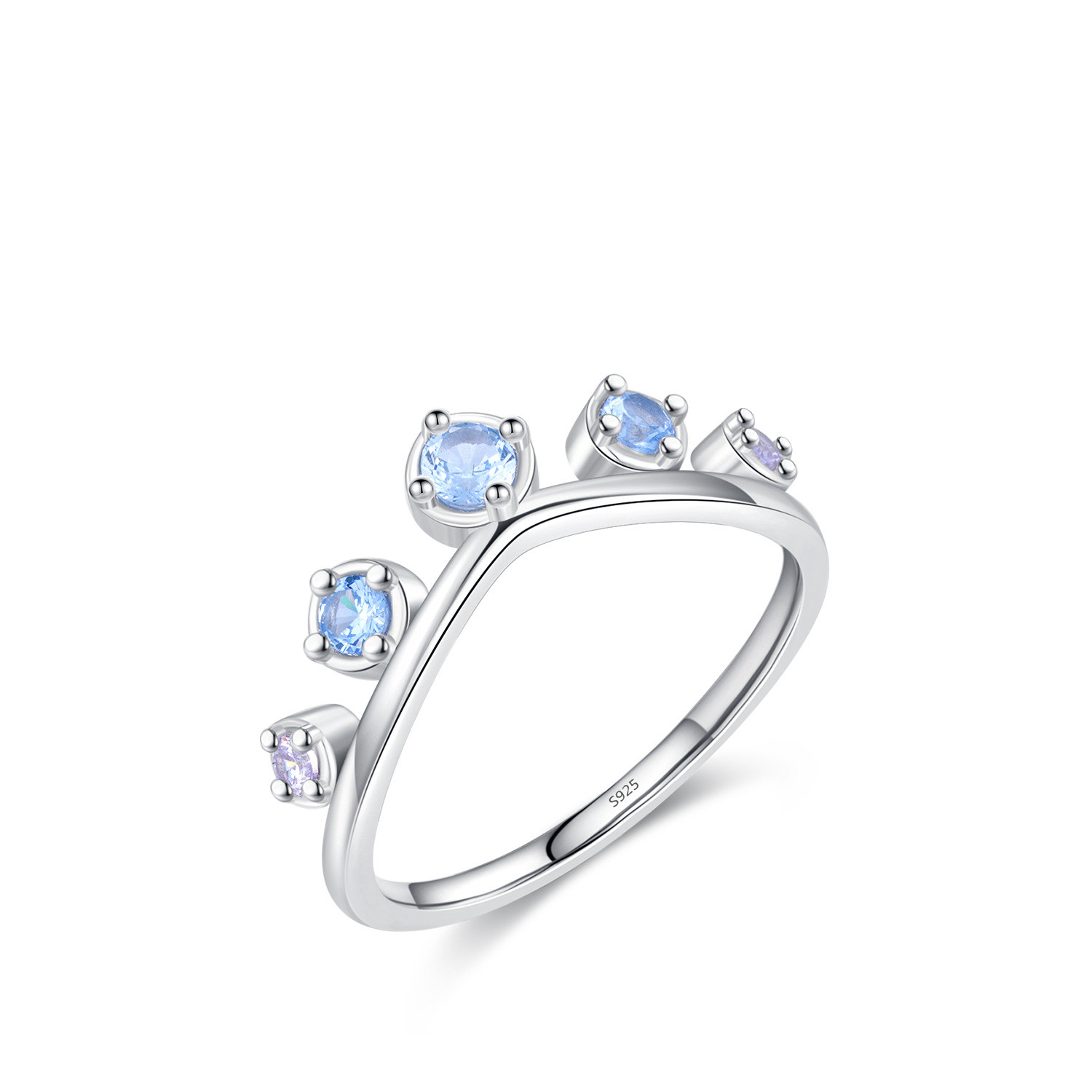 MODIAN MODIAN S925 Sterling Silver Diamond Inlaid Irregular Wave Ring