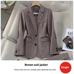 New Grey Professional Long Sleeve Women's Two-piece Suit - Brown - View 1