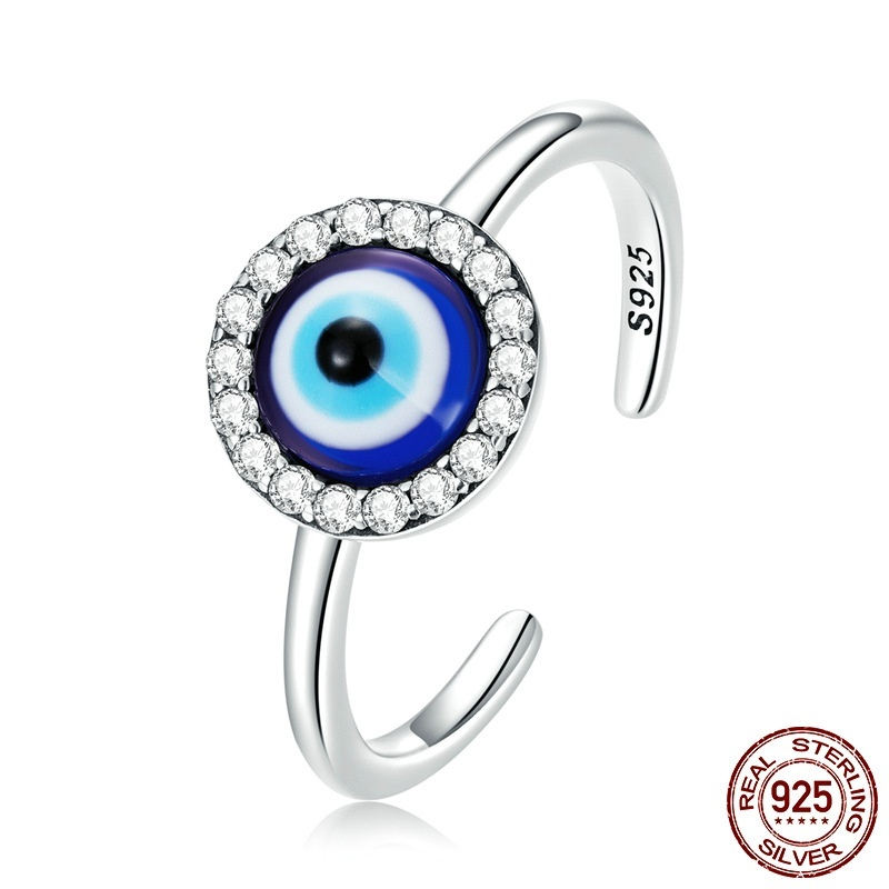 Simple Zircon Devil Eye Open Ring