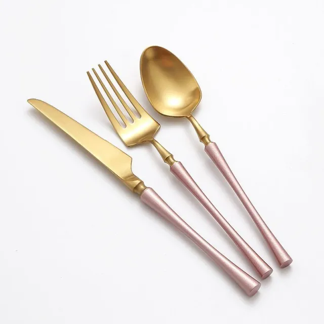 Creative Stainless Steel Waist Steak Knife Fork Spoon Tableware Pink Gold Three Pieces - Shop at LoveMi