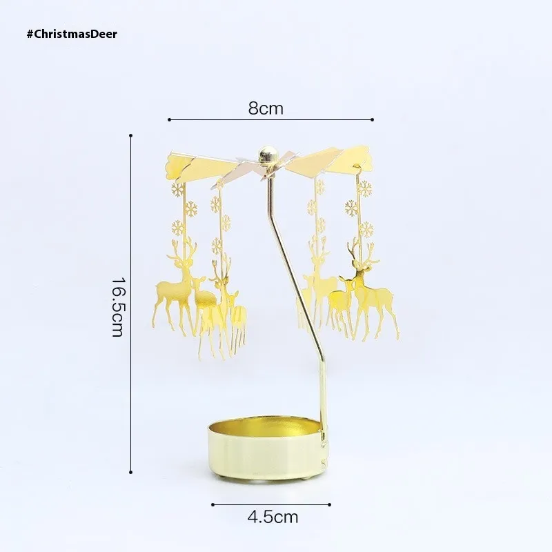 Aromatherapy Candlestick Girl Heart Golden Rotating Atmosphere Device - Candle Cup J Christmas Deer