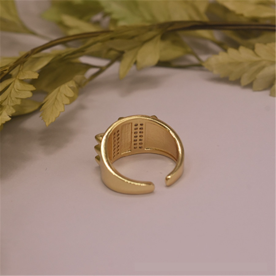 Copper Rivet Gold Plated Open-end Zircon Ring