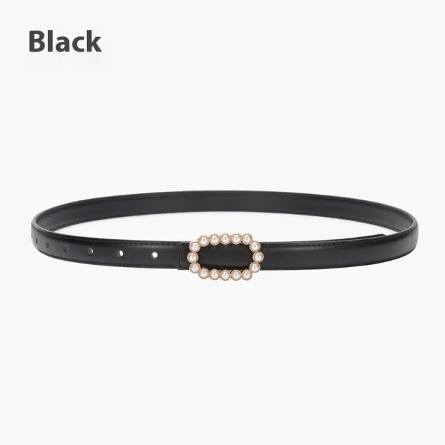 Genuine Leather Black Fashion Belt Fine Decorative One suit Skirt Suit Jeans 20929 Black - Shop at LoveMi