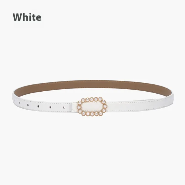 Genuine Leather Black Fashion Belt Fine Decorative One suit Skirt Suit Jeans 20929 White - Shop at LoveMi