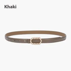 Genuine Leather Black Fashion Belt Fine Decorative One-suit Skirt Suit Jeans - Khaki - View 1