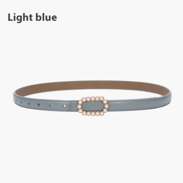 Genuine Leather Black Fashion Belt Fine Decorative One suit Skirt Suit Jeans 20929 Light Blue - Shop at LoveMi