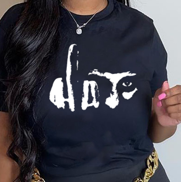 Printed Letters Female Crew Neck T Shirt Short Sleeves