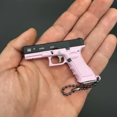 G17 Half Alloy Key Ring Model Guns Pendant Gift Toys - Black Pink1 - View 1