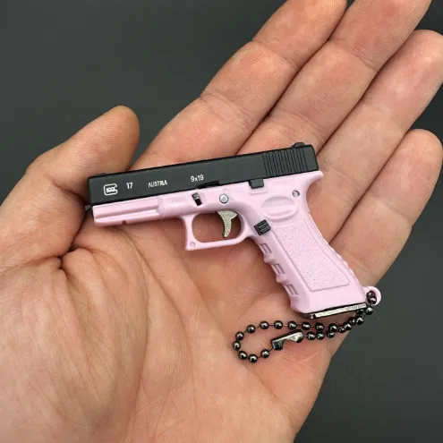G17 Half Alloy Key Ring Model Guns Pendant Gift Toys - Black Pink1