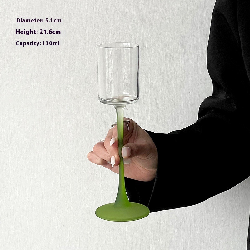 Retro Frosted Black Straight Glass Goblet Cocktail Glass