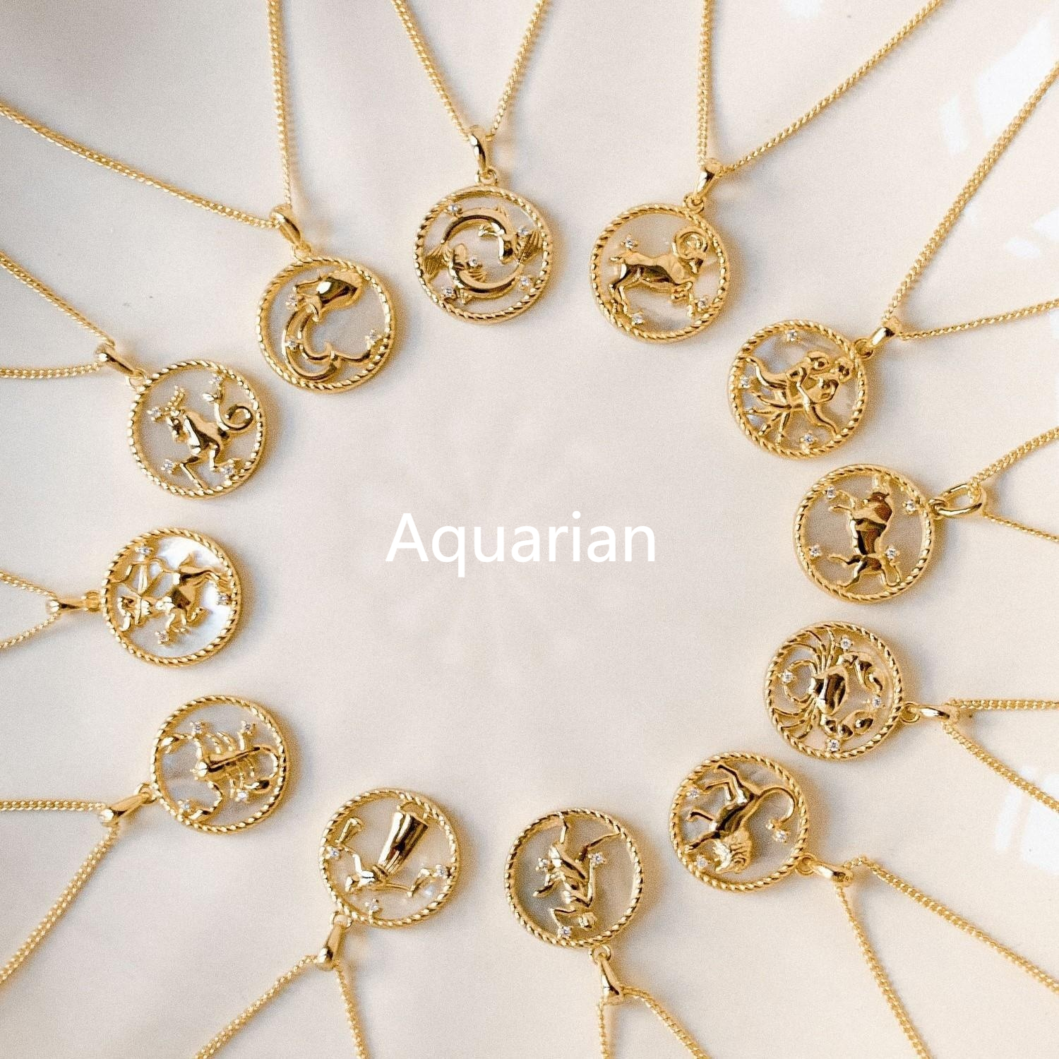 Titanium Steel Vintage 12 Constellation Shell Coin Necklace Vacuum Gold Plating Color Retention