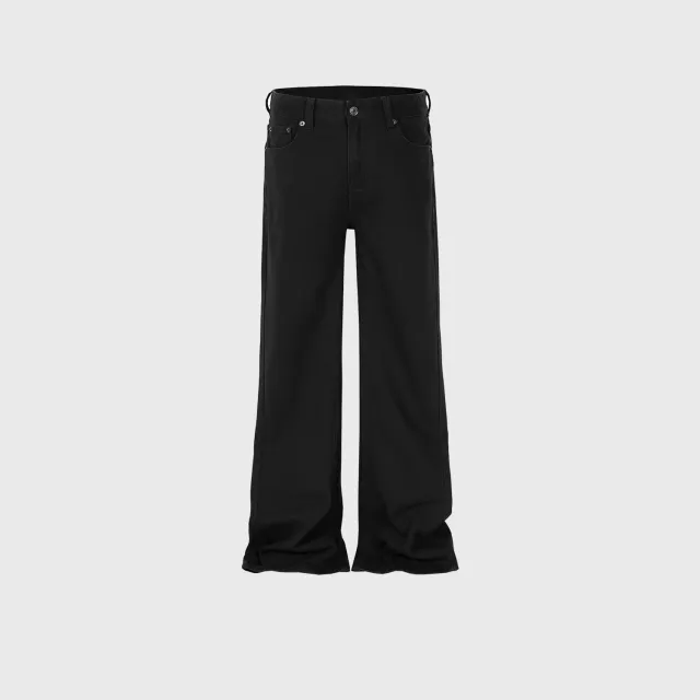 Pure Black Skinny Men's And Women's Same High Street Wide Leg Trendy Jeans Black - Shop at LoveMi