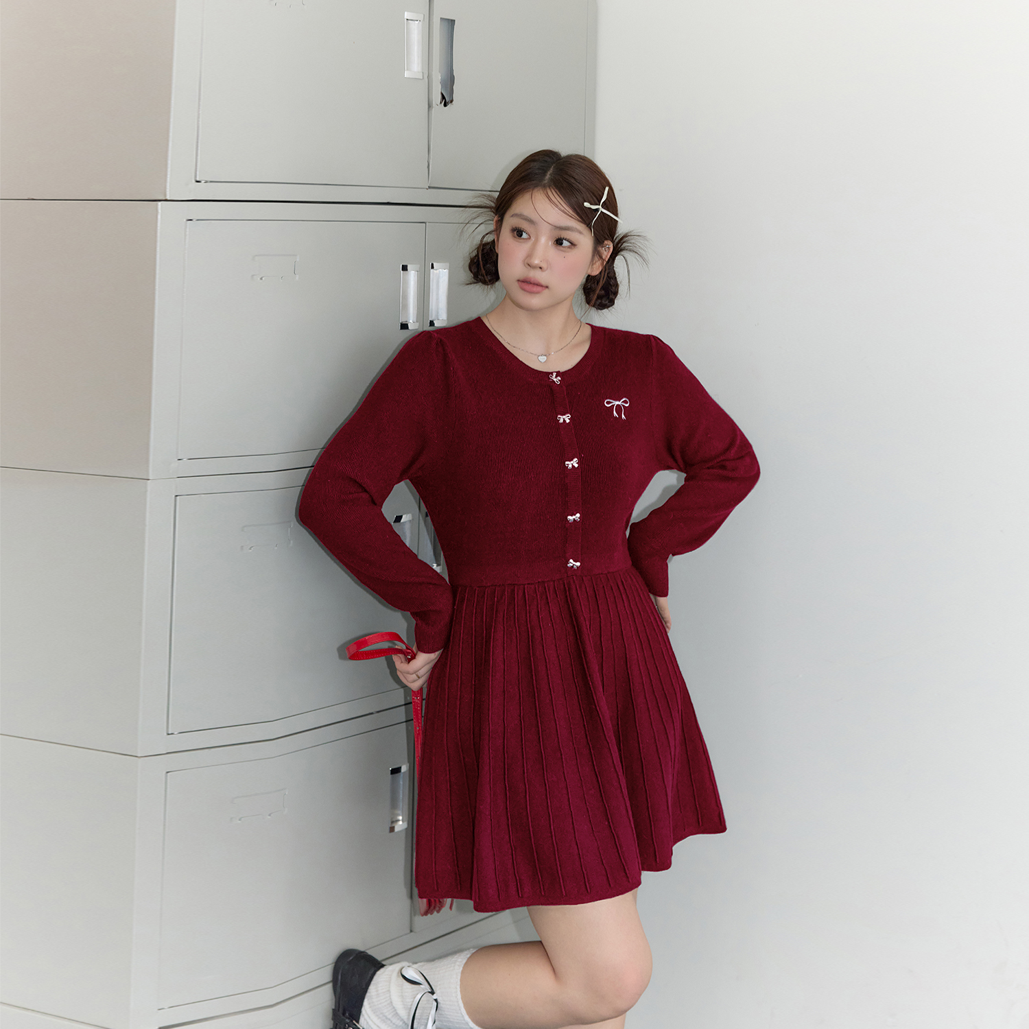 Slim Fit Slimming French Style Temperament Black Dress Fall And Winter Inner Wear Knitted Dress