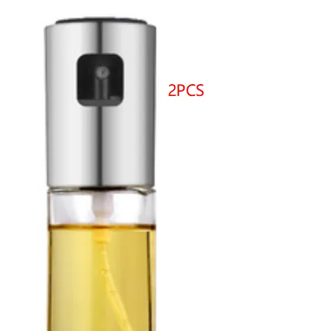 BBQ Healthy Kitchen Cooking Oil Vinegar Spray Bottle Push Type Oil Spray BottlePump Oil Tank Leakproof BBQ Sprayer BBQ Tools Kitchen Gadgets - Silv...