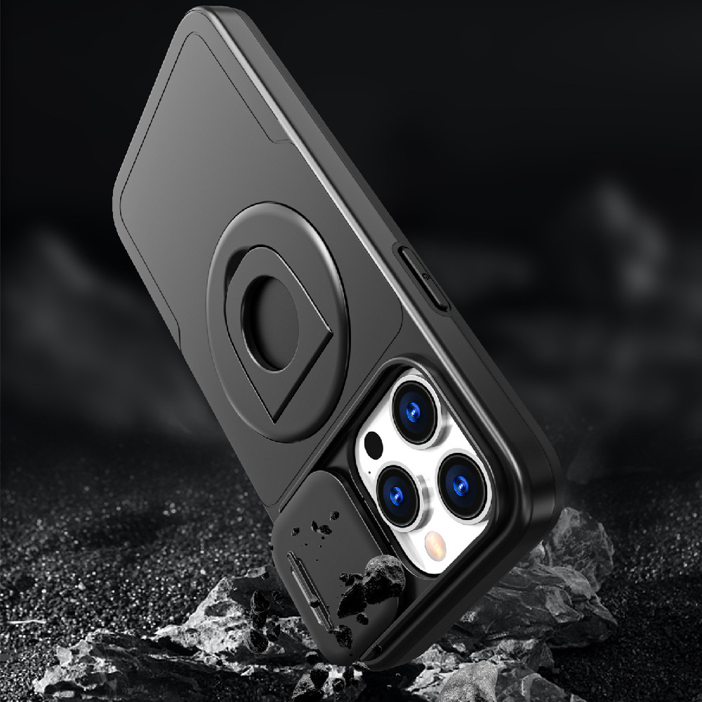 Phone Case Sliding Window Magnetic Ring Rotating Bracket