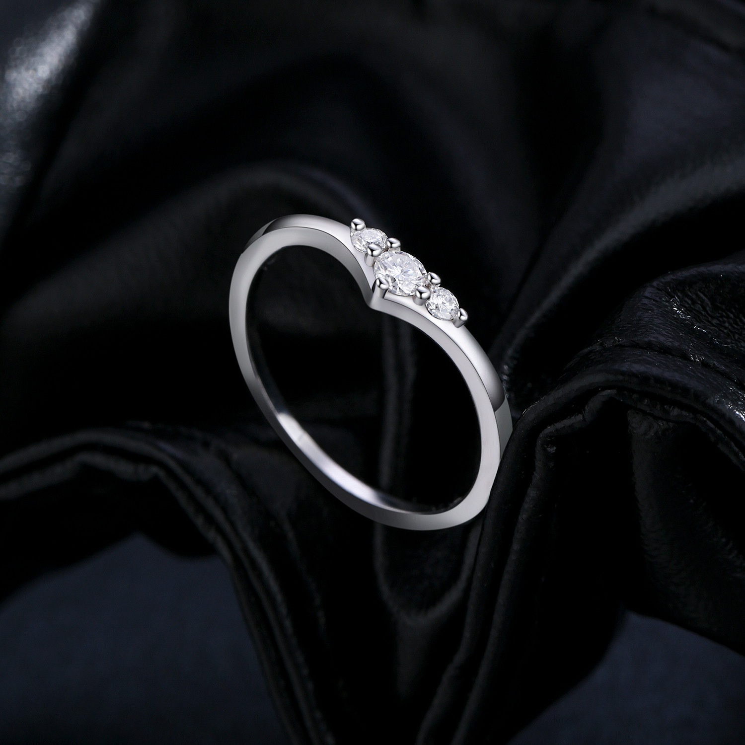 Creative Personality Sterling Silver Rhinestone Women's Geometric Ring