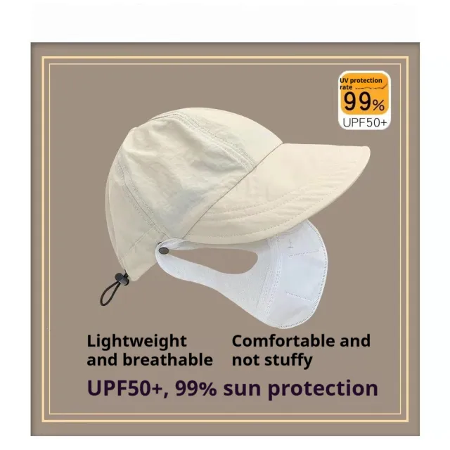 Big Brim Hanging Mask Spring And Summer Sun Hat Beige - Shop at LoveMi