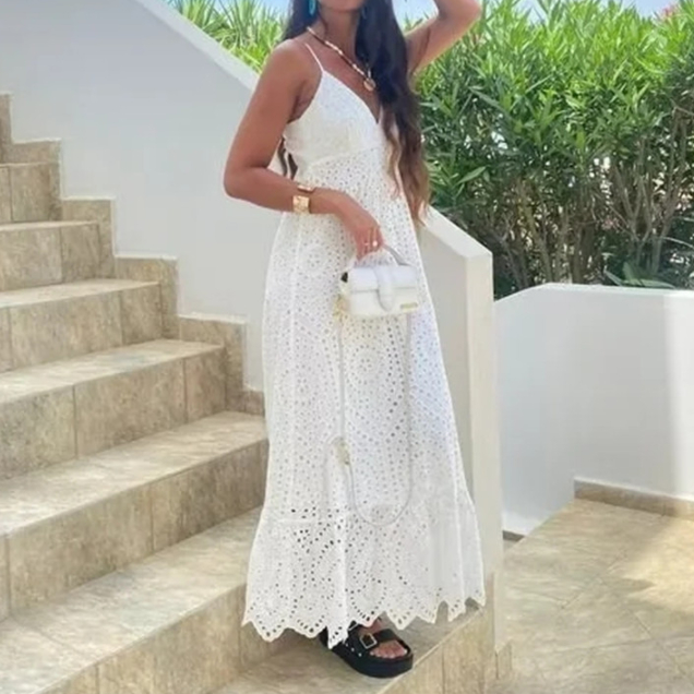 All-matching Hollow Embroidery Dress Women — image 1