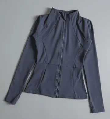 Autumn And Winter Professional Yoga Sports Coat Female Zipper Cardigan Suit Grayish Blue - Shop at LoveMi