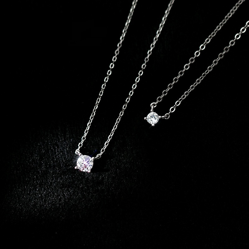 Eight Hearts And Eight Arrows Single Diamond S925 Silver Necklace Female Sweet
