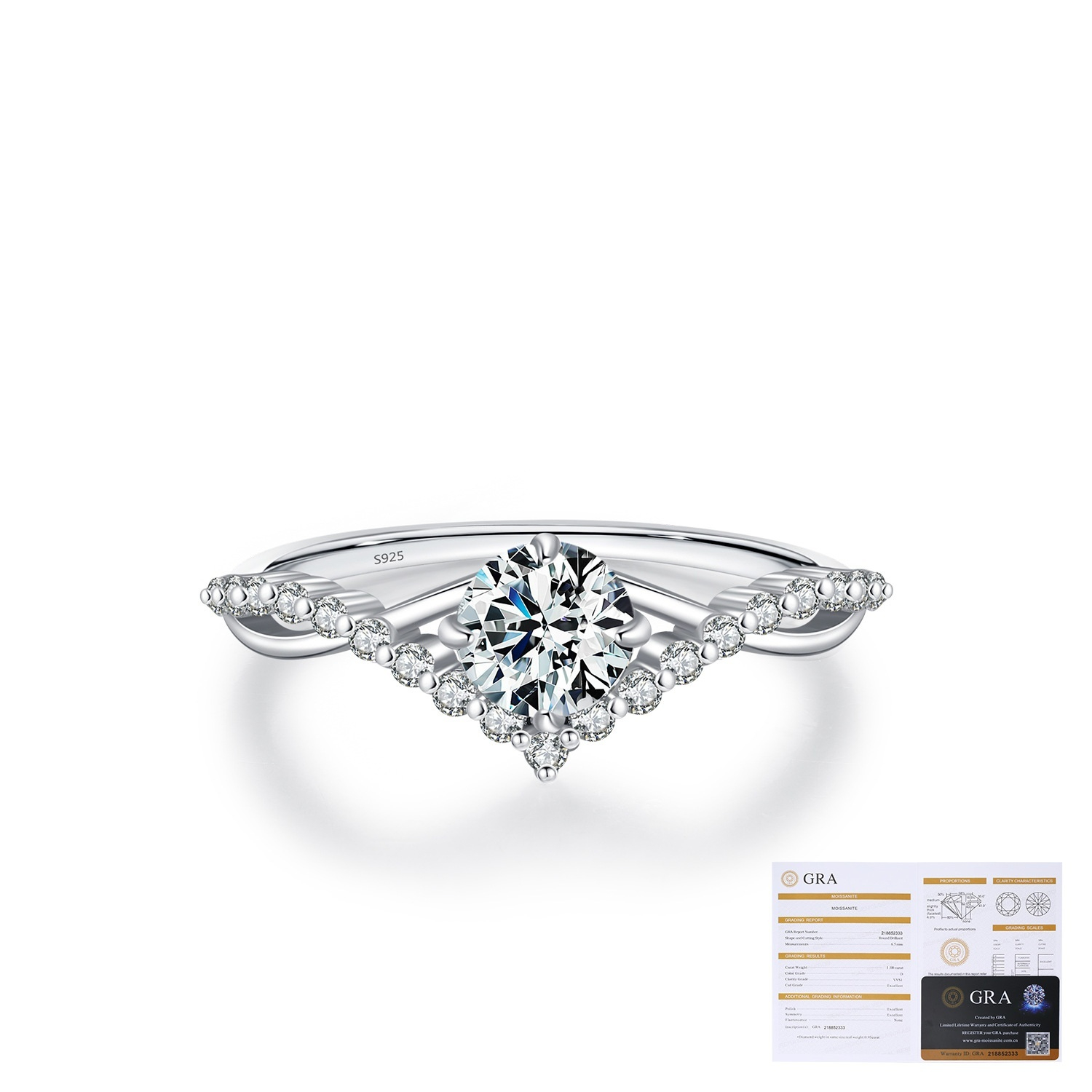 Moissanite Sterling Silver Crown Couple's Ring