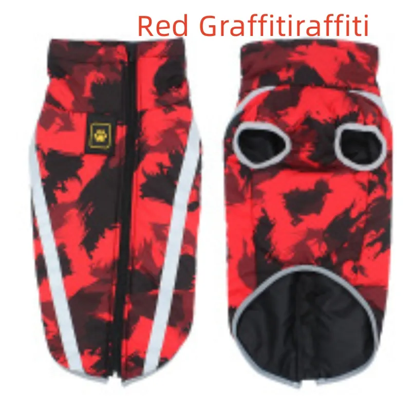 New dog clothes warm pet dog clothes - Red Graffitiraffiti